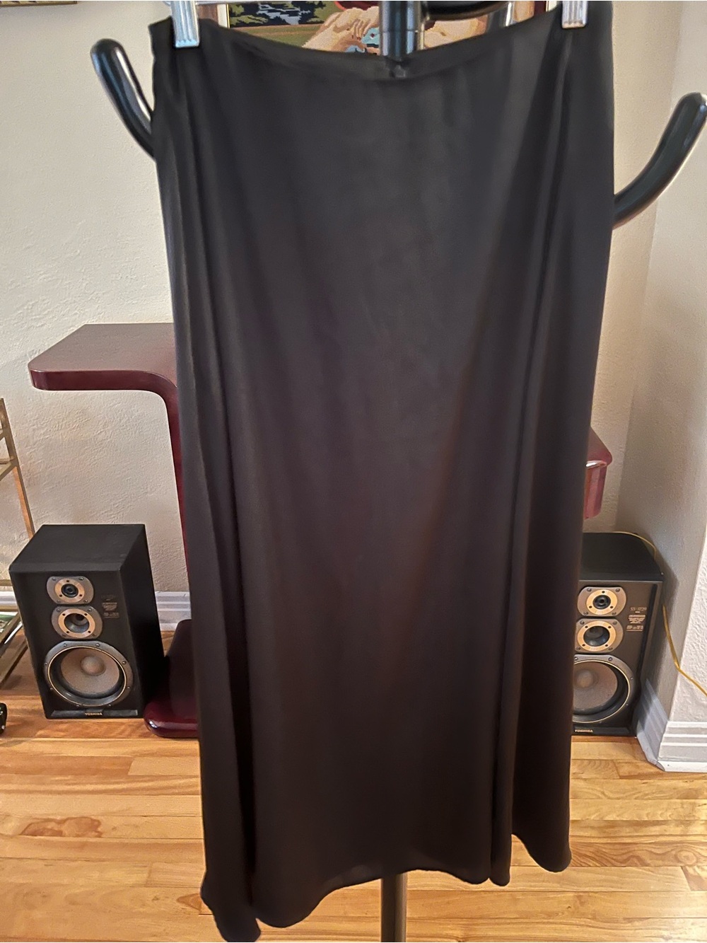 Lamarque Black Satin Bias Slip Skirt